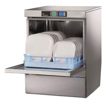 Hobart Lave vaisselle frontal 500x500, adoucisseur, doseurs lavage et rinçage, pompe de vidange et surpresseur de rinçage occasion reconditionné